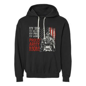 My Son My Soldier Hero Proud Mom Us Military Mother Garment-Dyed Fleece Hoodie