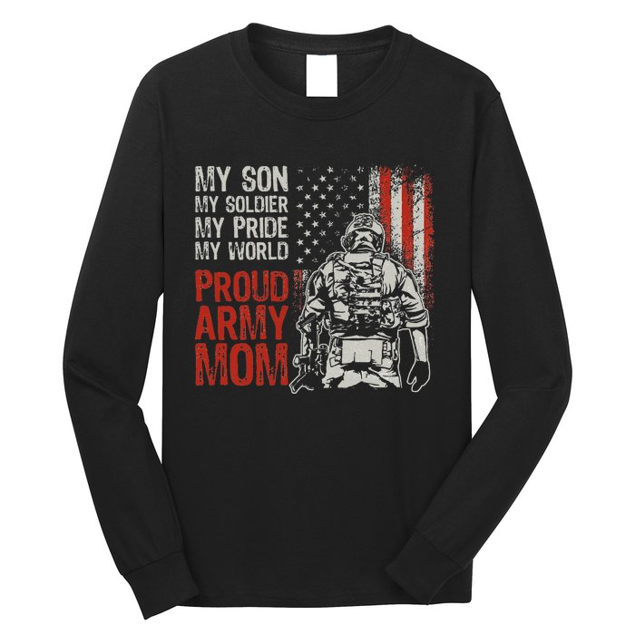 My Son My Soldier Hero Proud Mom Us Military Mother Long Sleeve Shirt