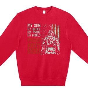 My Son My Soldier Hero Proud Mom Us Military Mother Premium Crewneck Sweatshirt