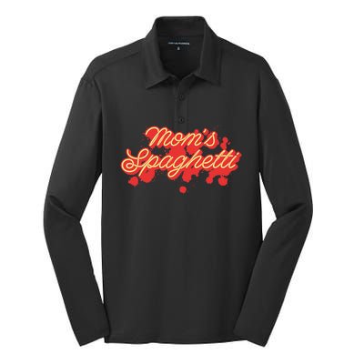 Moms Spaghetti Meatballs Tomato Sauce Silk Touch Performance Long Sleeve Polo