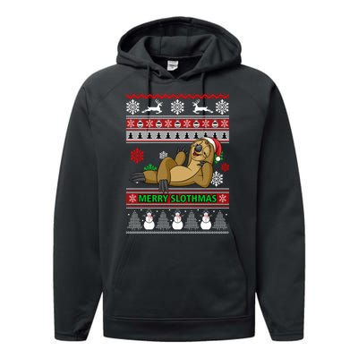 Merry Slothmas Performance Fleece Hoodie