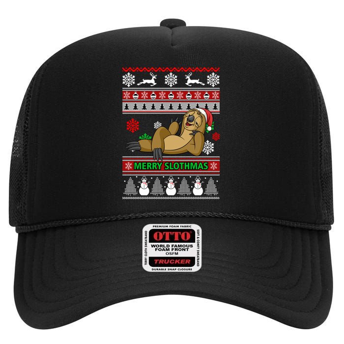 Merry Slothmas High Crown Mesh Back Trucker Hat