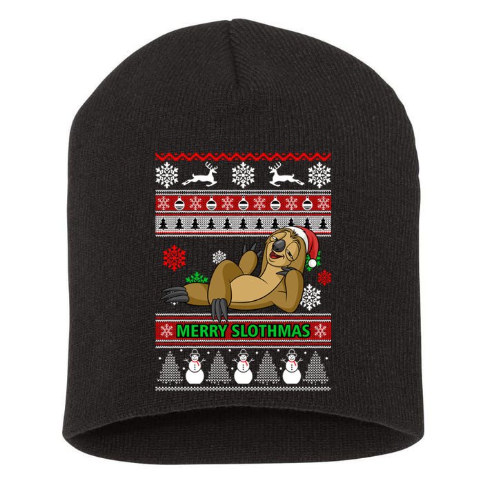 Merry Slothmas Short Acrylic Beanie