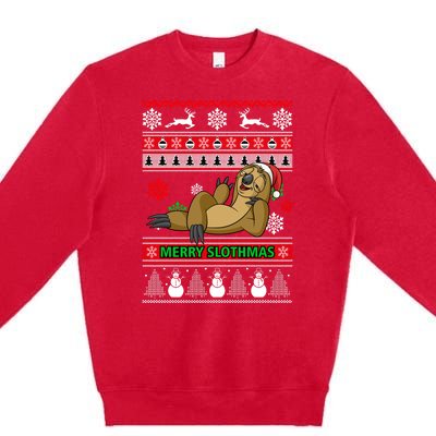 Merry Slothmas Premium Crewneck Sweatshirt