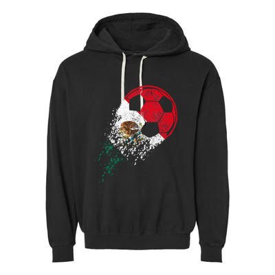 Mexico Soccer Mexican Flag Pride Soccer Player Garment-Dyed Fleece Hoodie