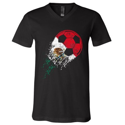 Mexico Soccer Mexican Flag Pride Soccer Player V-Neck T-Shirt