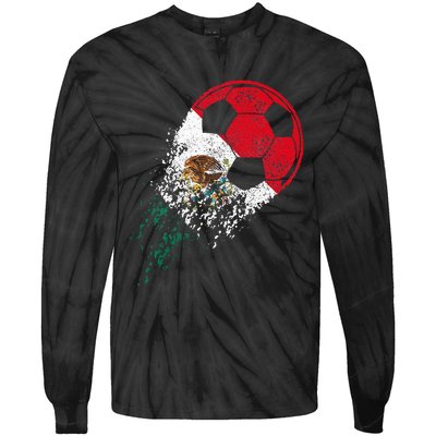 Mexico Soccer Mexican Flag Pride Soccer Player Tie-Dye Long Sleeve Shirt