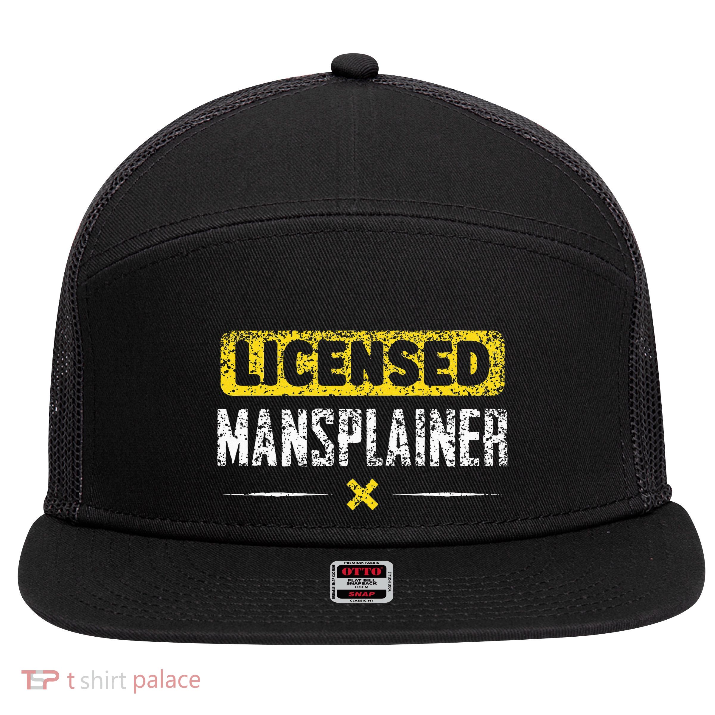 Mansplainer Saying Mansplain Mansplaining 7 Panel Mesh Trucker Snapback Hat