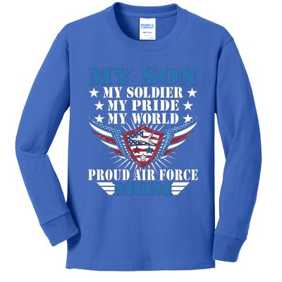 My Son My Soldier My Pride My World Proud Air Force Mom Gift Cool Gift Kids Long Sleeve Shirt