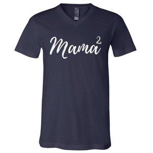 Mama Squared Mother Of Two Mom Of Twins Mother's Day Mommy V-Neck T-Shirt