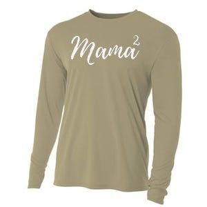 Mama Squared Mother Of Two Mom Of Twins Mother's Day Mommy Cooling Performance Long Sleeve Crew