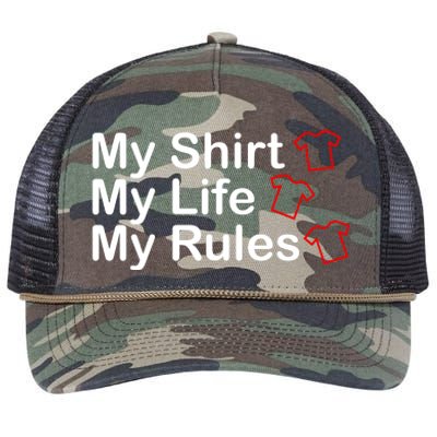 My Shirt My Life My Rules Funny Retro Rope Trucker Hat Cap