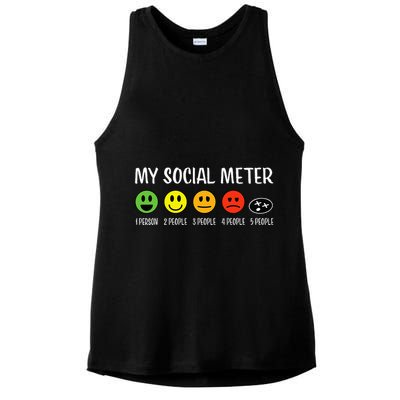 My Social Meter Funny Introvert Too Many People Sarcasm Ladies PosiCharge Tri-Blend Wicking Tank