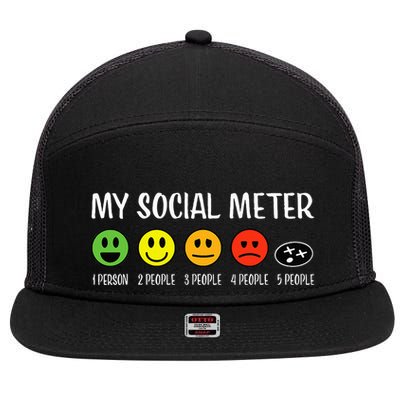 My Social Meter Funny Introvert Too Many People Sarcasm 7 Panel Mesh Trucker Snapback Hat