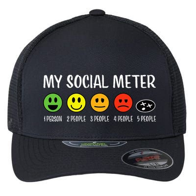 My Social Meter Funny Introvert Too Many People Sarcasm Flexfit Unipanel Trucker Cap