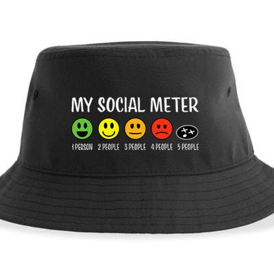 My Social Meter Funny Introvert Too Many People Sarcasm Sustainable Bucket Hat