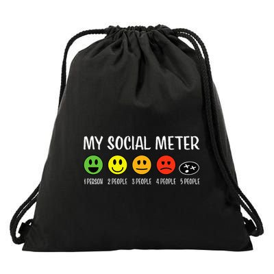 My Social Meter Funny Introvert Too Many People Sarcasm Drawstring Bag