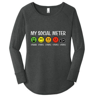 My Social Meter Funny Introvert Too Many People Sarcasm Women's Perfect Tri Tunic Long Sleeve Shirt