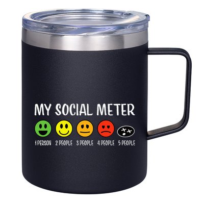 My Social Meter Funny Introvert Too Many People Sarcasm 12oz Stainless Steel Coffee Mug