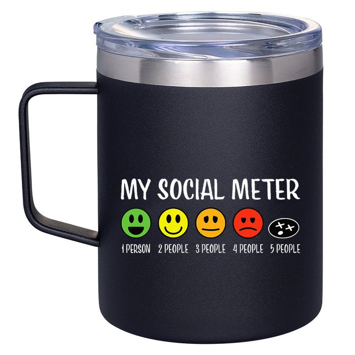 My Social Meter Funny Introvert Too Many People Sarcasm 12oz Stainless Steel Coffee Mug