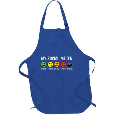 My Social Meter Funny Introvert Too Many People Sarcasm Full-Length Apron With Pockets