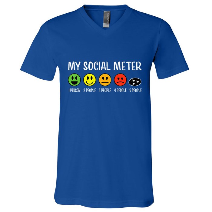 My Social Meter Funny Introvert Too Many People Sarcasm V-Neck T-Shirt