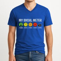 My Social Meter Funny Introvert Too Many People Sarcasm V-Neck T-Shirt
