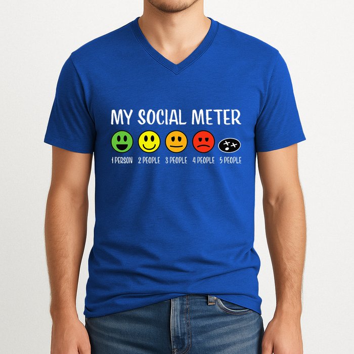 My Social Meter Funny Introvert Too Many People Sarcasm V-Neck T-Shirt