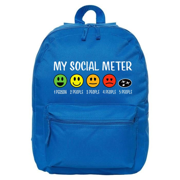 My Social Meter Funny Introvert Too Many People Sarcasm 16 in Basic Backpack