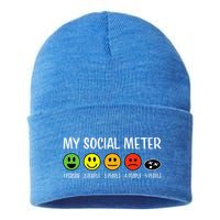My Social Meter Funny Introvert Too Many People Sarcasm Sustainable Knit Beanie