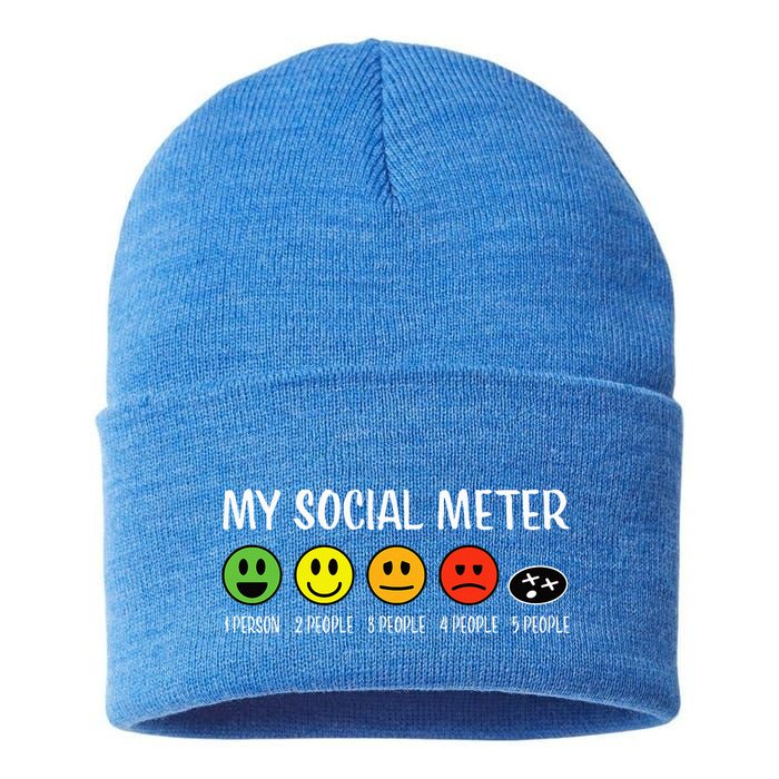 My Social Meter Funny Introvert Too Many People Sarcasm Sustainable Knit Beanie