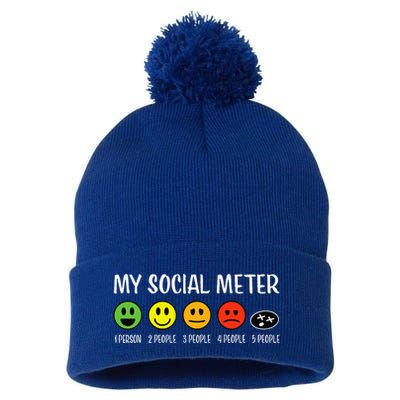 My Social Meter Funny Introvert Too Many People Sarcasm Pom Pom 12in Knit Beanie