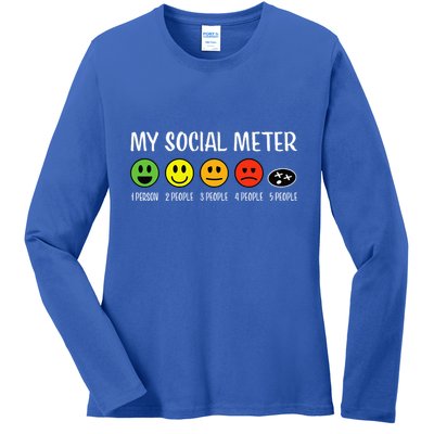 My Social Meter Funny Introvert Too Many People Sarcasm Ladies Long Sleeve Shirt