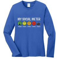 My Social Meter Funny Introvert Too Many People Sarcasm Ladies Long Sleeve Shirt