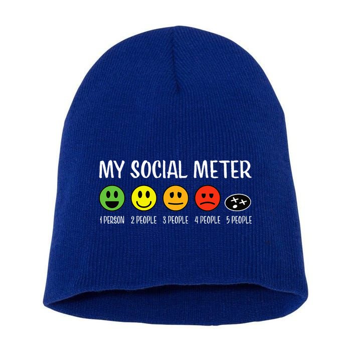 My Social Meter Funny Introvert Too Many People Sarcasm Short Acrylic Beanie