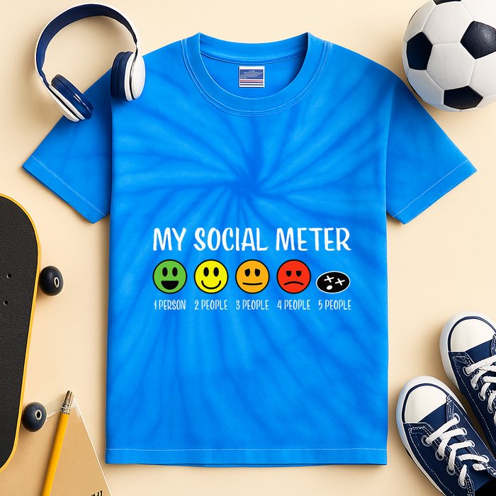My Social Meter Funny Introvert Too Many People Sarcasm Kids Tie-Dye T-Shirt