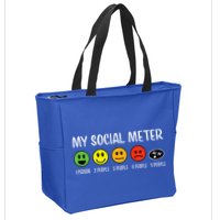 My Social Meter Funny Introvert Too Many People Sarcasm Zip Tote Bag