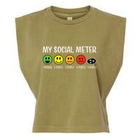 My Social Meter Funny Introvert Too Many People Sarcasm Garment-Dyed Women's Muscle Tee