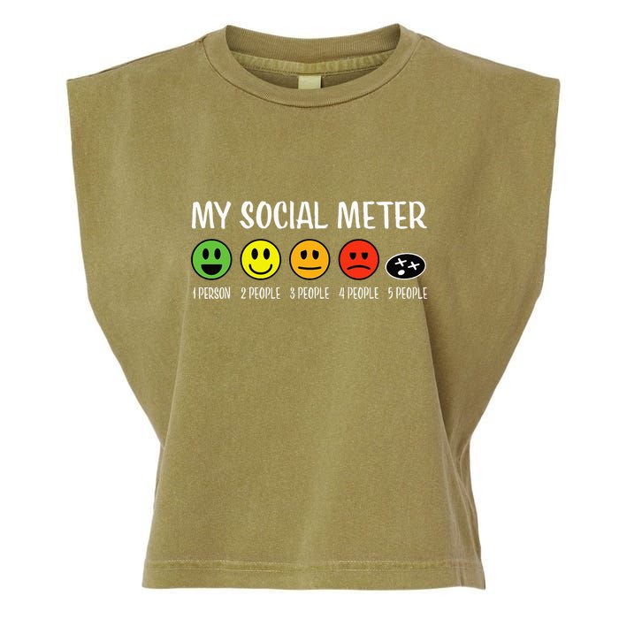 My Social Meter Funny Introvert Too Many People Sarcasm Garment-Dyed Women's Muscle Tee