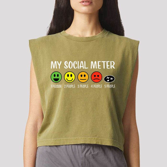 My Social Meter Funny Introvert Too Many People Sarcasm Garment-Dyed Women's Muscle Tee