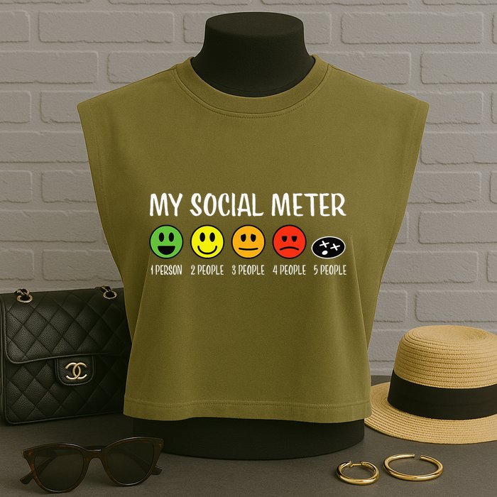 My Social Meter Funny Introvert Too Many People Sarcasm Garment-Dyed Women's Muscle Tee