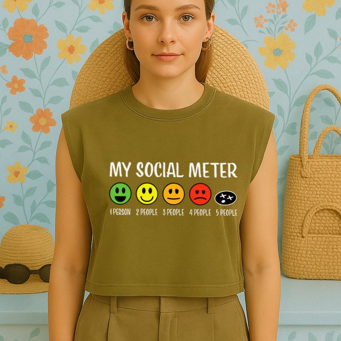 My Social Meter Funny Introvert Too Many People Sarcasm Garment-Dyed Women's Muscle Tee