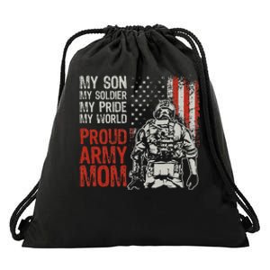 My Son My Soldier Hero Proud Army Mom US Military Mother Drawstring Bag