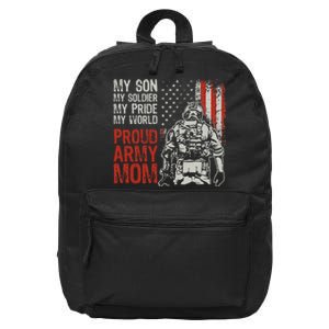 My Son My Soldier Hero Proud Army Mom US Military Mother 16 in Basic Backpack