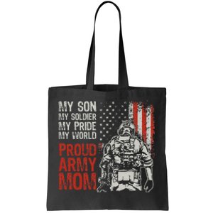 My Son My Soldier Hero Proud Army Mom US Military Mother Tote Bag