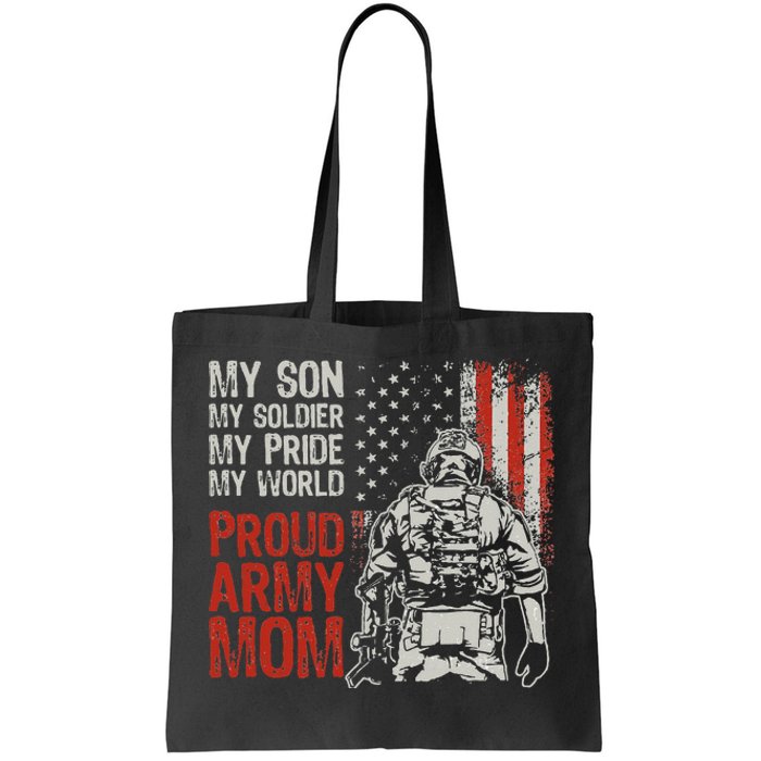 My Son My Soldier Hero Proud Army Mom US Military Mother Tote Bag