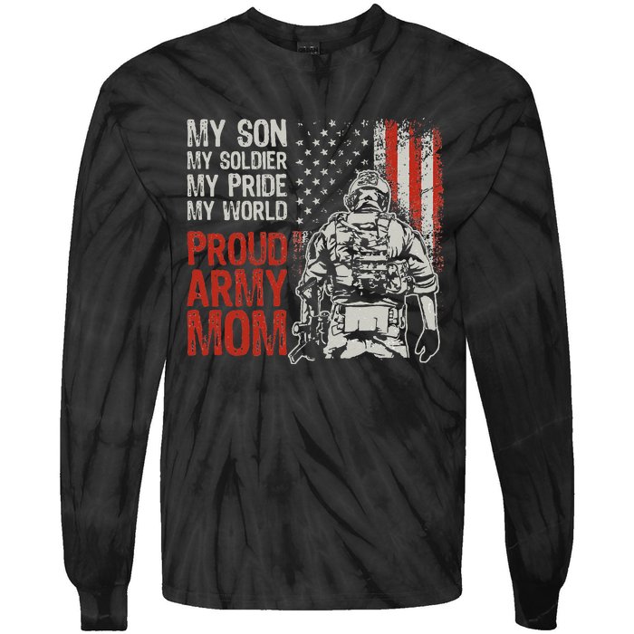 My Son My Soldier Hero Proud Army Mom US Military Mother Tie-Dye Long Sleeve Shirt