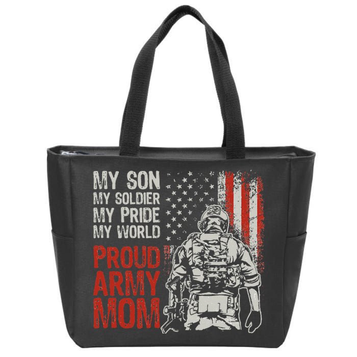 My Son My Soldier Hero Proud Army Mom US Military Mother Zip Tote Bag