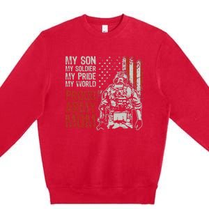 My Son My Soldier Hero Proud Army Mom US Military Mother Premium Crewneck Sweatshirt