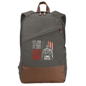 My Son My Soldier Hero Proud Army Mom US Military Mother Cotton Canvas Backpack